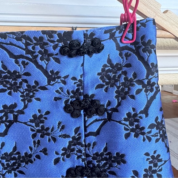 NWT Zara Blue Jacquard Y2K 90s Asian Inspired Mini Skirt Size M - Picture 2 of 5
